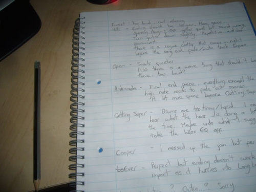 Some notes for improvements to the then-current mixes of Ambients Some notes for improvements to the then-current mixes of Ambients